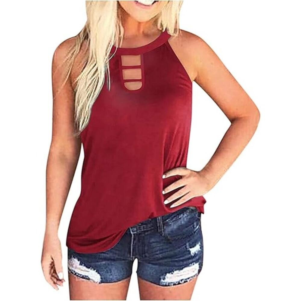NWOT Unbranded Red Strappy Bust Keyhole Sleeveless Top Women's